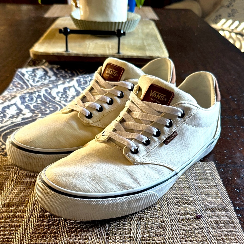 Vans Men's Off-White Canvas Sneakers size 11.5.